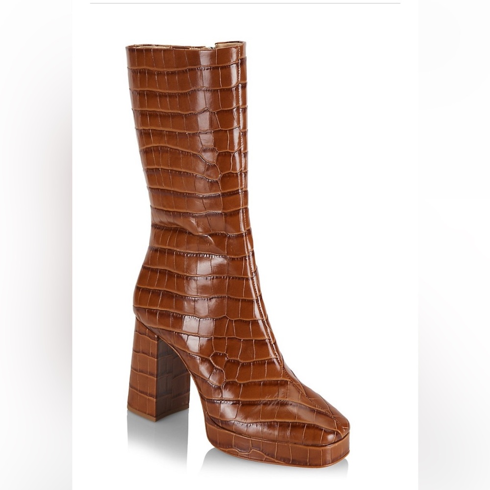 Schutz crocodile embossed platform boot